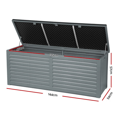 Gardeon Outdoor Storage Box 390L Container Lockable Garden Bench Tools Toy Shed Black
