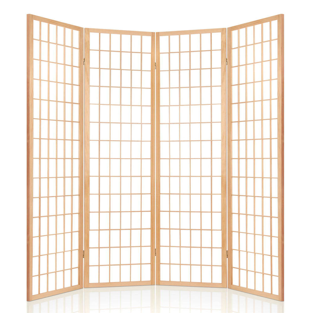 Artiss 4 Panel Room Divider Screen 174x179cm Natural