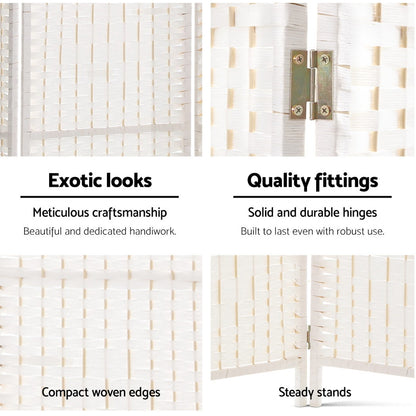 Artiss 4 Panel Room Divider Screen 163x170cm Woven White