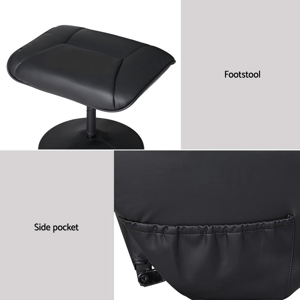 Artiss 2X Recliner Chair Ottoman Heated Massage Black