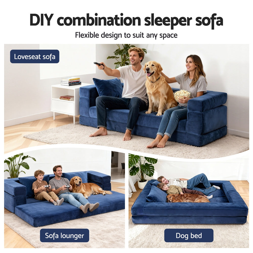 Artiss Convertible Folding Sofa Bed Pull Out Mattress Foldable Lounge Couch Chair
