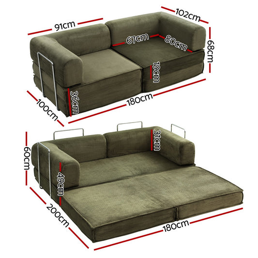 Artiss Convertible Folding Sofa Bed Green
