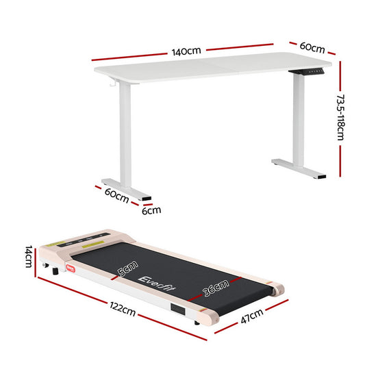 Artiss Electric Treadmill with 140cm Automatic Standing Desk Walking Pad 360mm