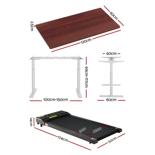 Artiss 400mm Treadmill Electric Walking Pad with 120cm Automatic Standing Desk