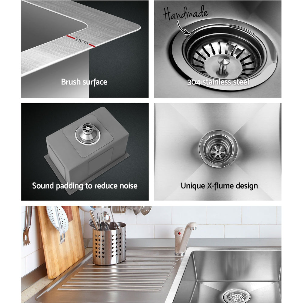 Cefito Kitchen Sink 45X30CM Stainless Steel Basin Single Bowl Silver