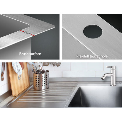 Cefito Kitchen Sink 53X50CM Stainless Steel Basin Single Bowl Silver