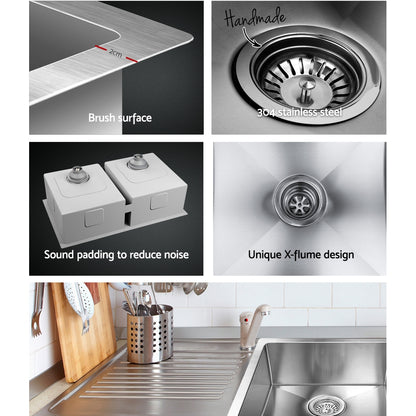 Cefito Kitchen Sink 86X44CM Stainless Steel Basin Double Bowl Silver