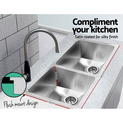 Cefito Kitchen Sink 86X44CM Stainless Steel Basin Double Bowl Silver