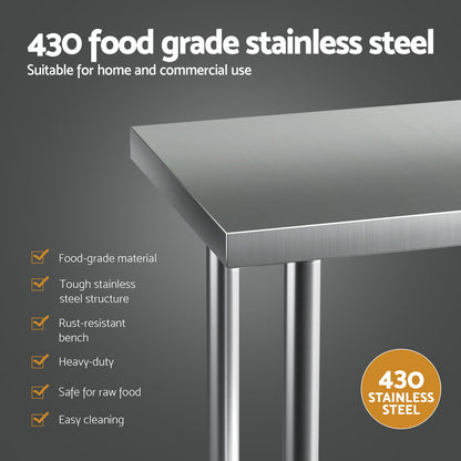Cefito Stainless Steel Kitchen Benches Work Bench 910x610mm 430