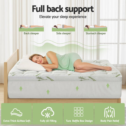 Giselle Mattress Topper 11cm Pillowtop toppers Bamboo Double