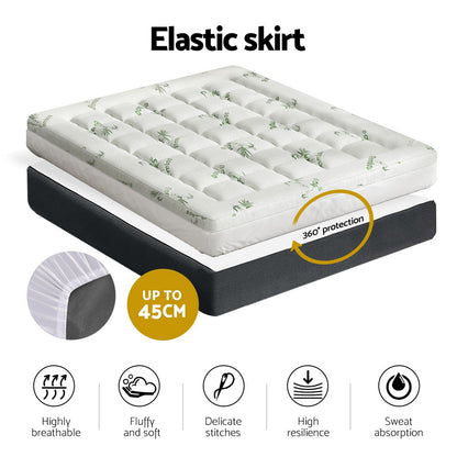 Giselle Bedding Mattress Topper Pillowtop Bamboo 7.5cm Queen
