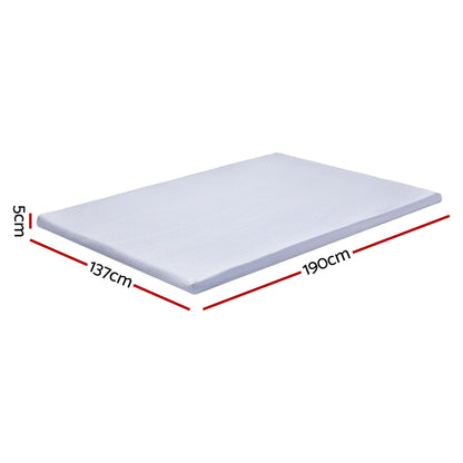 Giselle Bedding Natural Latex Mattress Topper, 7-Zone Pressure Relief Bed Pad for Back Pain, Ice Silk Cooling Cover for Hot Sleepers, 5cm Firm Support, Double