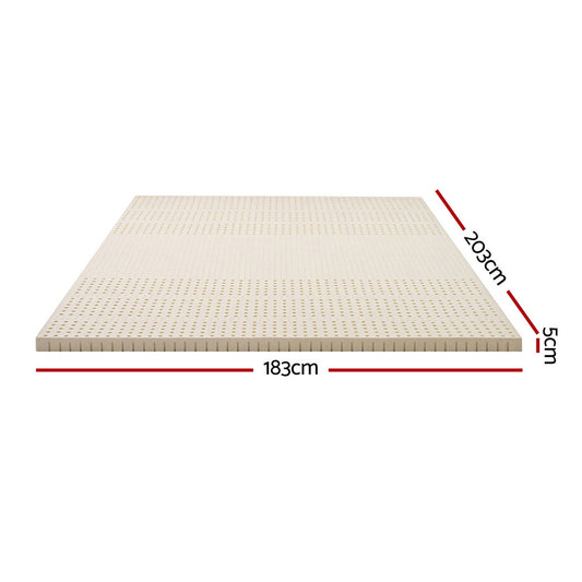 Giselle Bedding Latex Mattress Topper, 5cm Thick Cooling Bed Pad for Side Sleepers Pain Relief, 7 Zone Foldable Mat with Washable Cover for Guest Room Bedroom King