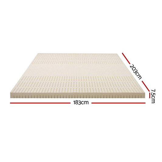 Giselle Bedding Latex Mattress Topper, 7.5cm Thick 7-Zone Pressure Relief Bed Pad with Washable Cover, Cooling Breathable Mat for Side Sleepers & Back Pain, Beige King