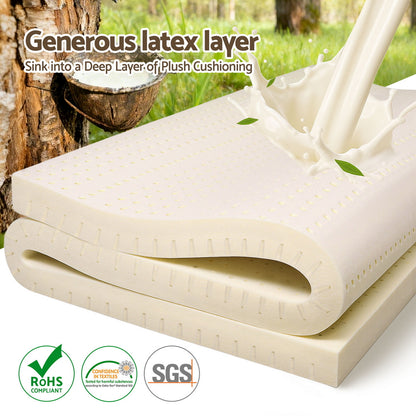 Giselle Bedding Latex Mattress Topper, 7.5cm Thick 7-Zone Pressure Relief Bed Pad with Washable Cover, Cooling Breathable Mat for Side Sleepers & Back Pain, Beige King