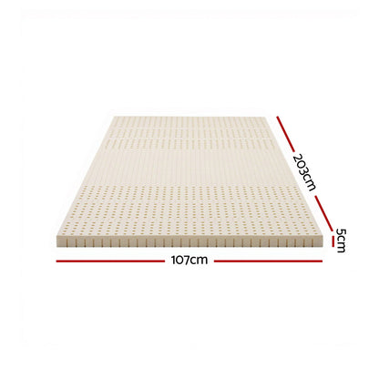 Giselle Bedding Latex Mattress Topper, 5cm Thick Cooling Bed Pad for Side Sleepers Pain Relief, 7 Zone Foldable Mat with Washable Cover for Guest Room Bedroom King Single