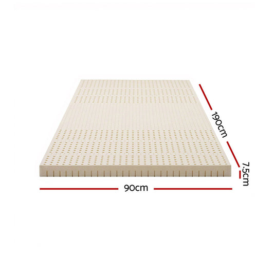Giselle Bedding Latex Mattress Topper, 7.5cm Thick 7-Zone Pressure Relief Bed Pad with Washable Cover, Cooling Breathable Mat for Side Sleepers & Back Pain, Beige Single