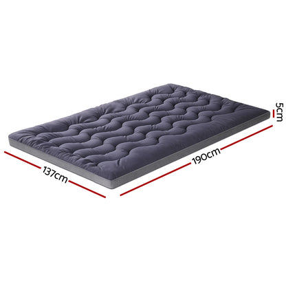 Giselle Bedding 5cm Pillowtop Topper Bamboo Polyester Blend Fibre Pad for Back Pain Relief Washable Overfilled Bed Protector 500GSM Double