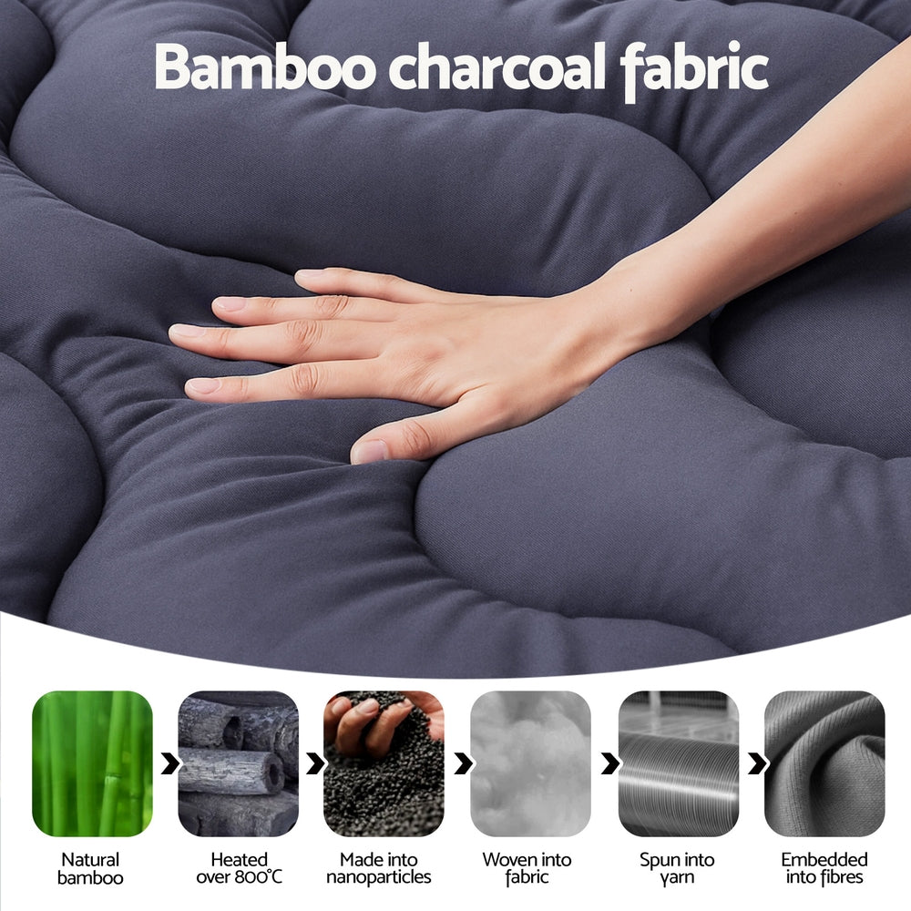 Giselle Bedding 5cm Pillowtop Topper Bamboo Polyester Blend Fibre Pad for Back Pain Relief Washable Overfilled Bed Protector 500GSM King