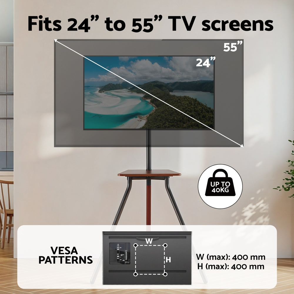 Artiss TV Stand Wooden Tray 24-55" Swivel Height Adjustable