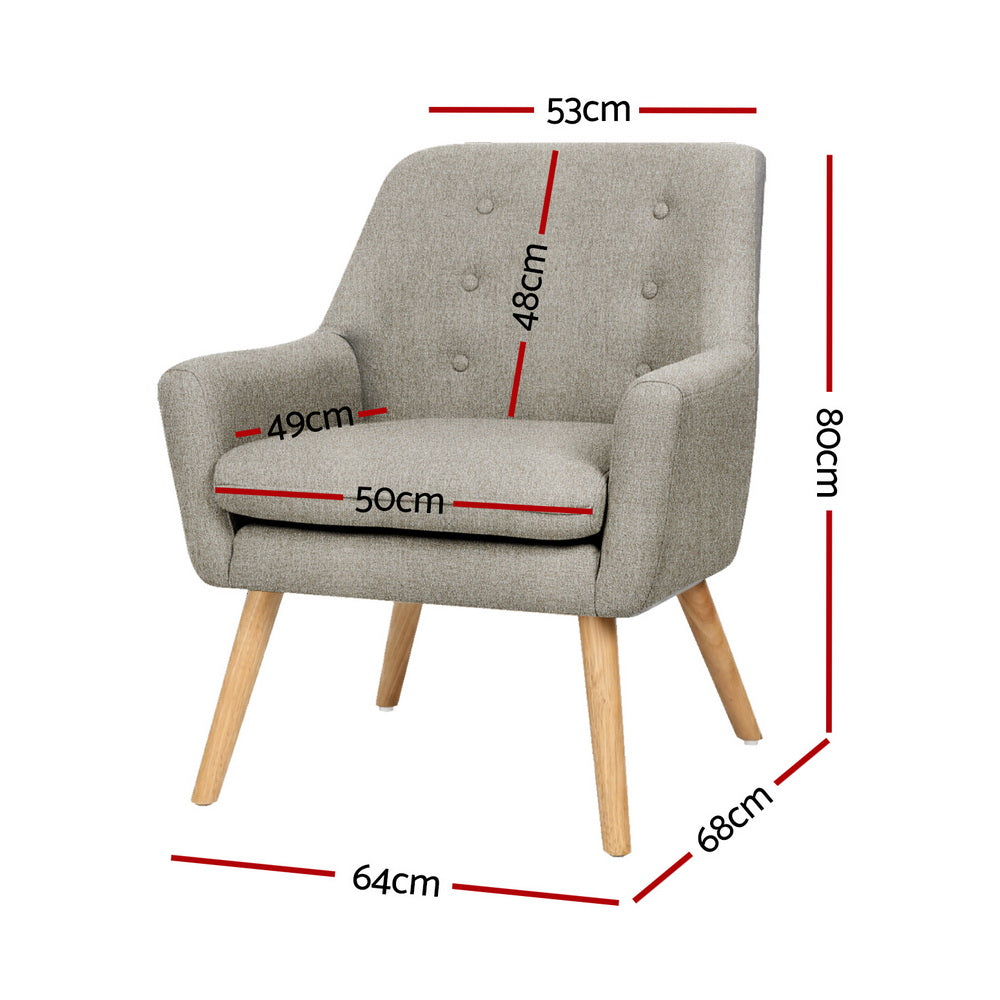 Artiss 2X Armchair Lounge Chair Accent Tub Chair Beige ANNE