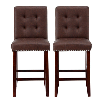 Artiss 2x Bar Stools Kitchen Dining Chairs Counter PU Leather Wooden Ada Brown