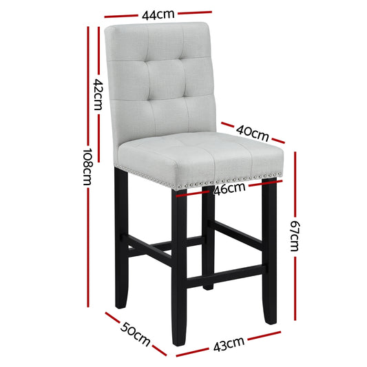 Artiss 4x Bar Stools Kitchen Dining Chairs Counter Fabric Stool Wooden Ada Grey