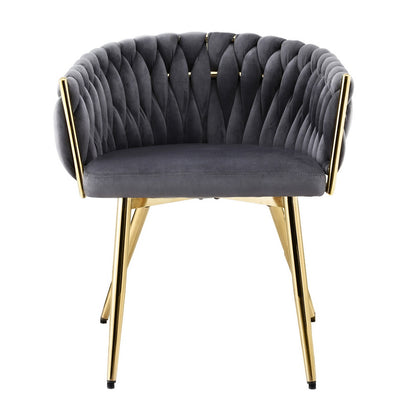 Artiss 1x Dining Chair Armchair Cafe Kitchen Lounge Chairs Velvet Weaving Grey
