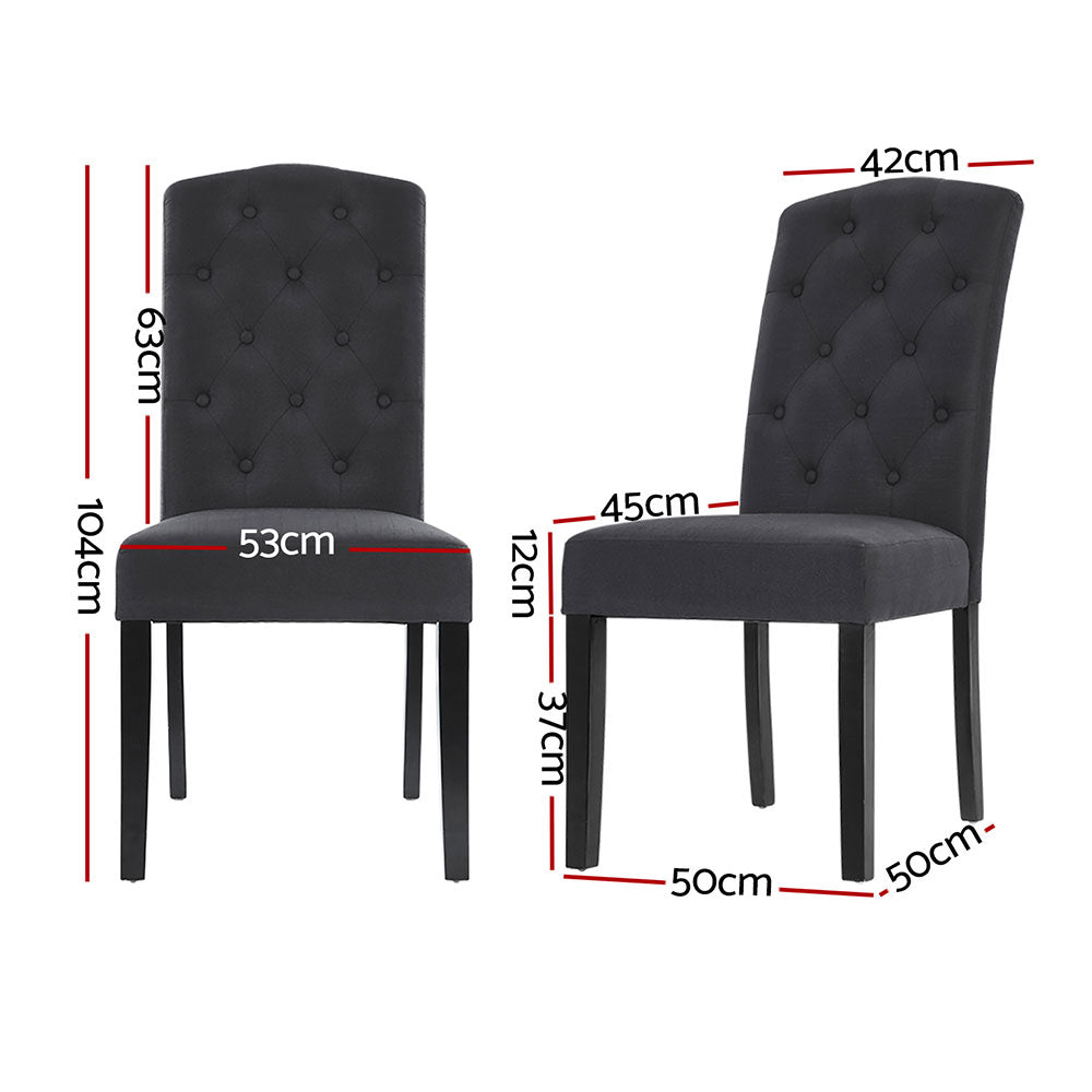 Artiss Dining Chairs Set of 4 Linen Parsons Chair Dark Grey