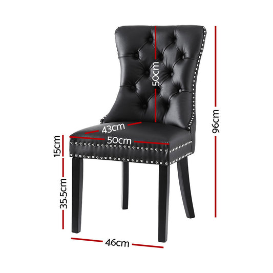 1 Set of 4 Artiss Dining Chairs Black Leather