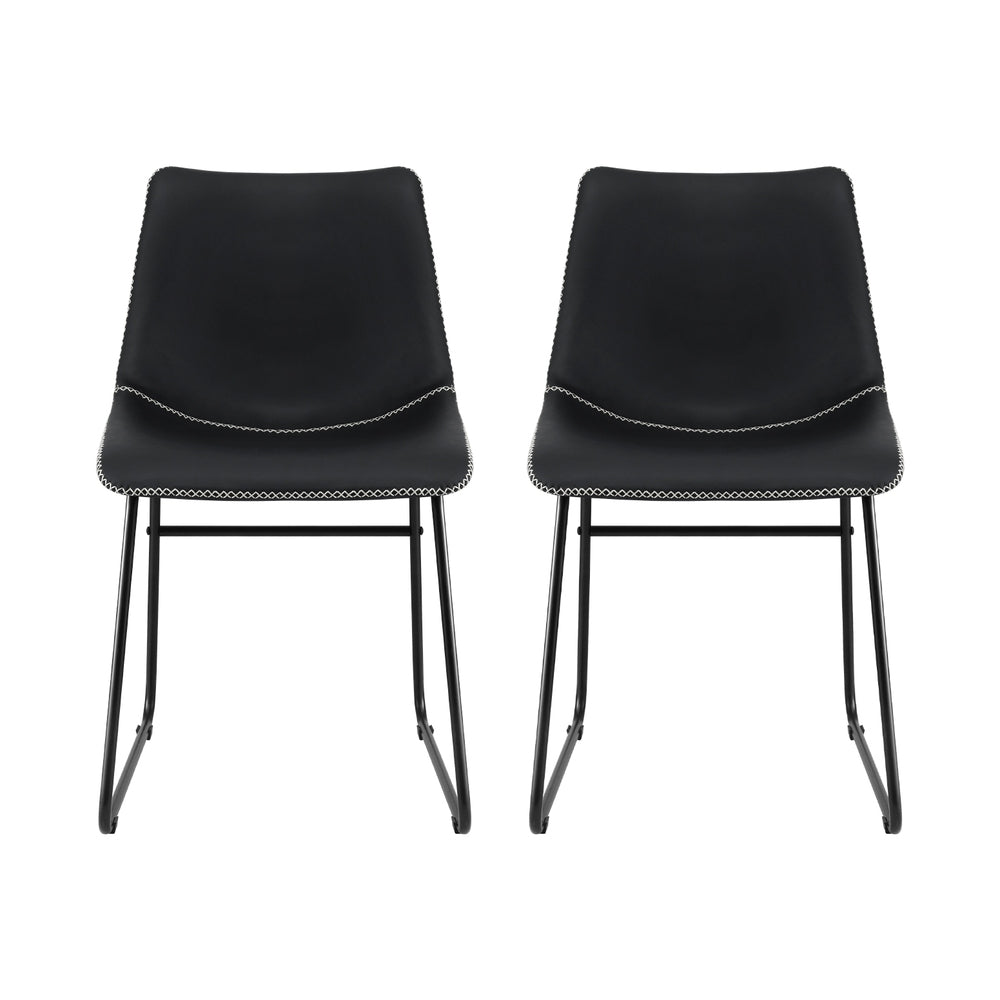 Artiss 2x Dining Chairs Retro PU Leather Kitchen Lounge Cafe Accent Chair Black