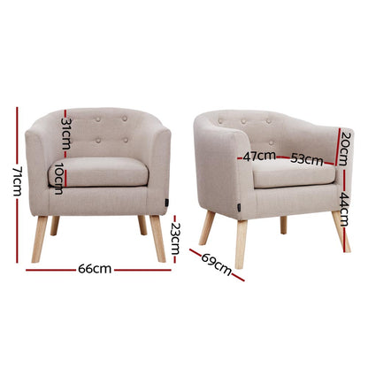 Artiss Armchair Tub Chair Beige Adora