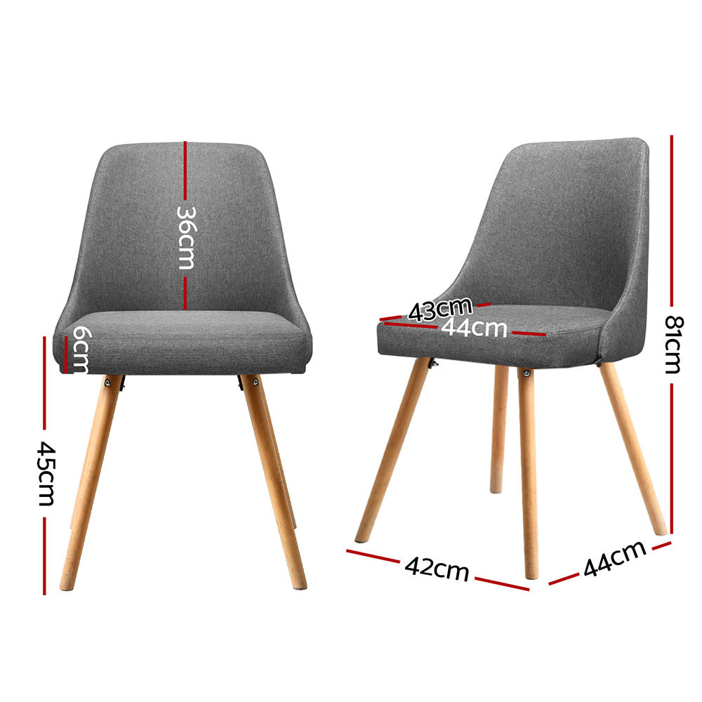 Artiss Dining Chairs Set of 4 Fabric Wooden Grey