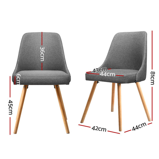 Artiss Dining Chairs Set of 4 Fabric Wooden Grey