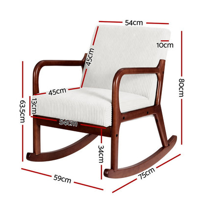 Artiss Rocking Armchair Nursing Chair Corduroy Beige
