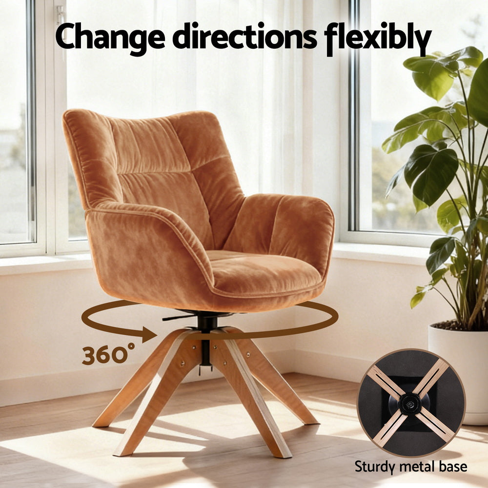 Artiss Swivel Chair Armchair Nursing Velvet Brown