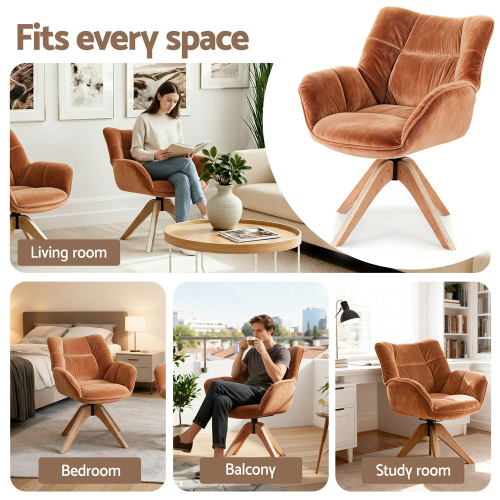 Artiss Swivel Chair Armchair Nursing Velvet Brown