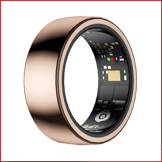 Rose Gold Round 0.71inch Smart Ring with Heart Rate and Sleep Tracking - IP68 Waterproof Fitness Tracker with Step Counter
