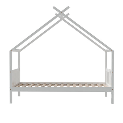 Artiss Bed Frame Wooden Base Kids Single Timber House  with 2 Storage Drawers Beds White