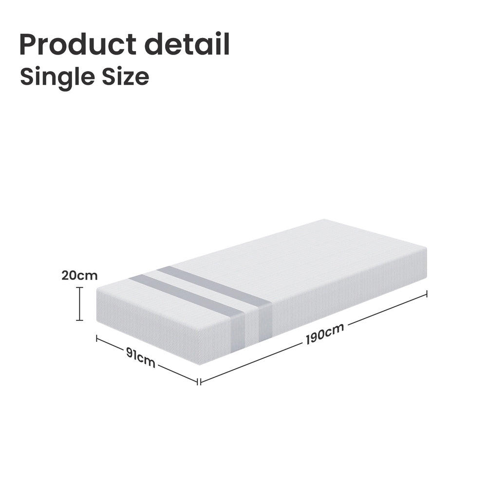 20cm Single Reversible Gel Memory Foam Mattress BedStory Medium Soft & Firm