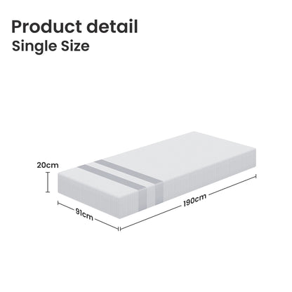 20cm Single Reversible Gel Memory Foam Mattress BedStory Medium Soft & Firm
